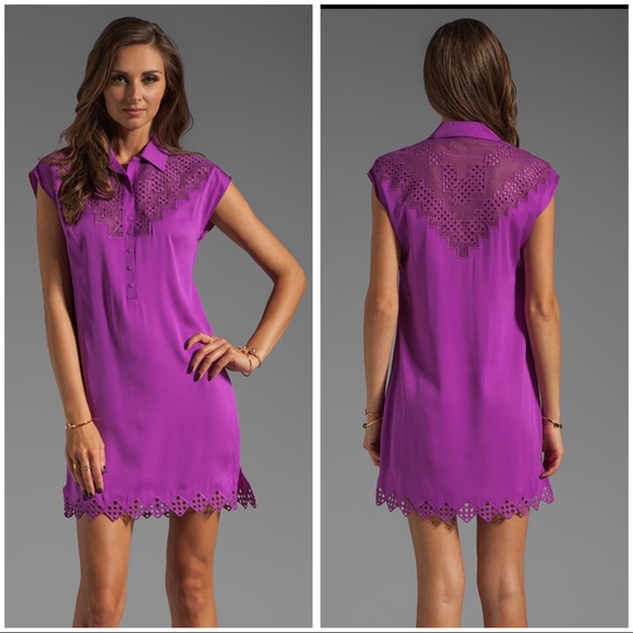Catherine Malandrino Dresses & Skirts - Catherine Malandrino Silk Cutout Shirt Dress Sz 4
